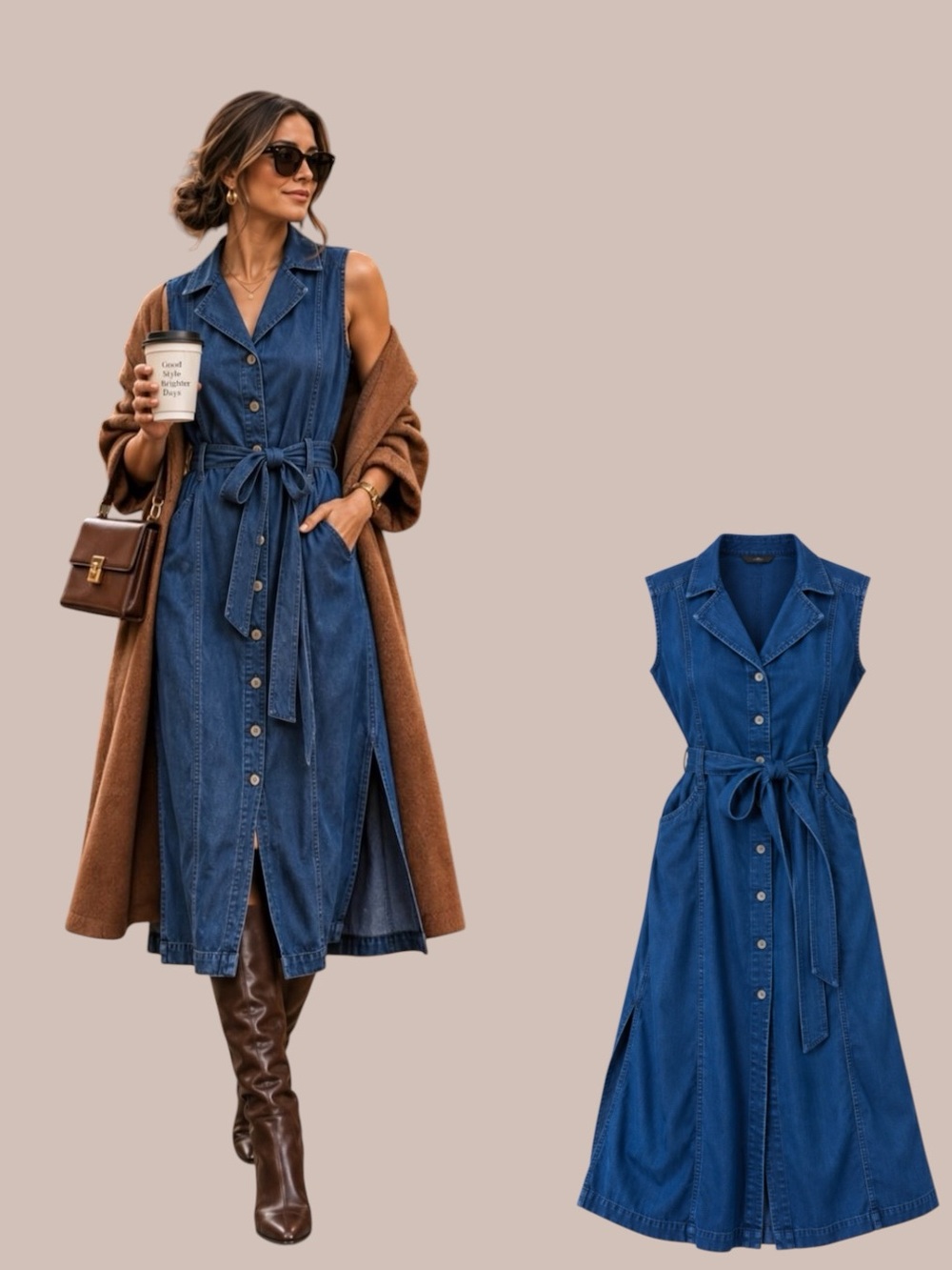 BANANA REPUBLIC DENIM MIDI SHIRT DRESS • SIZE M